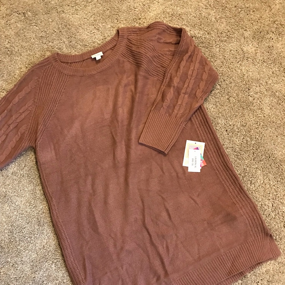 lularoe rose colored “Lauren” sweater dress